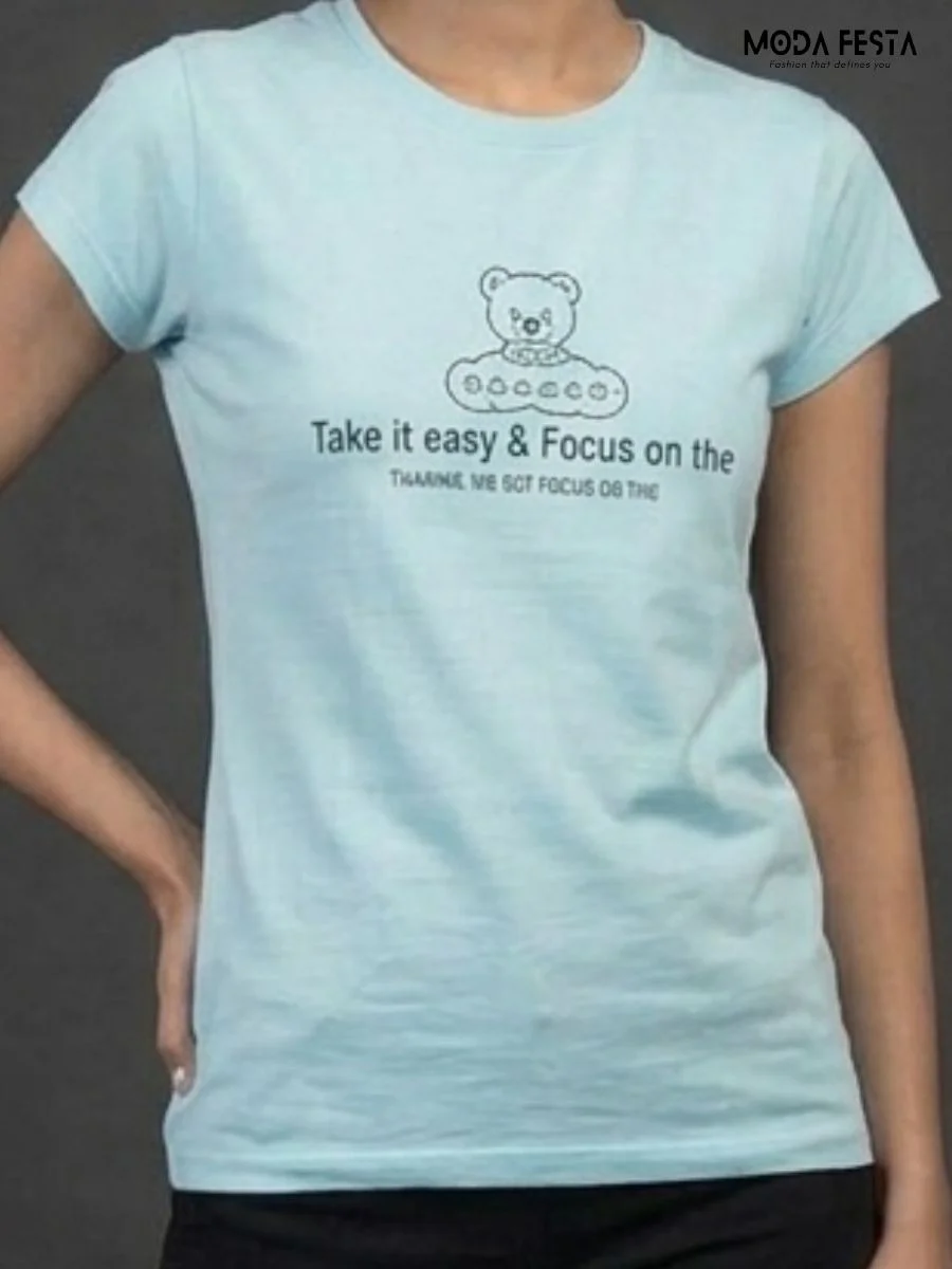 ModaFesta -Light Blue Graphic T-Shirt